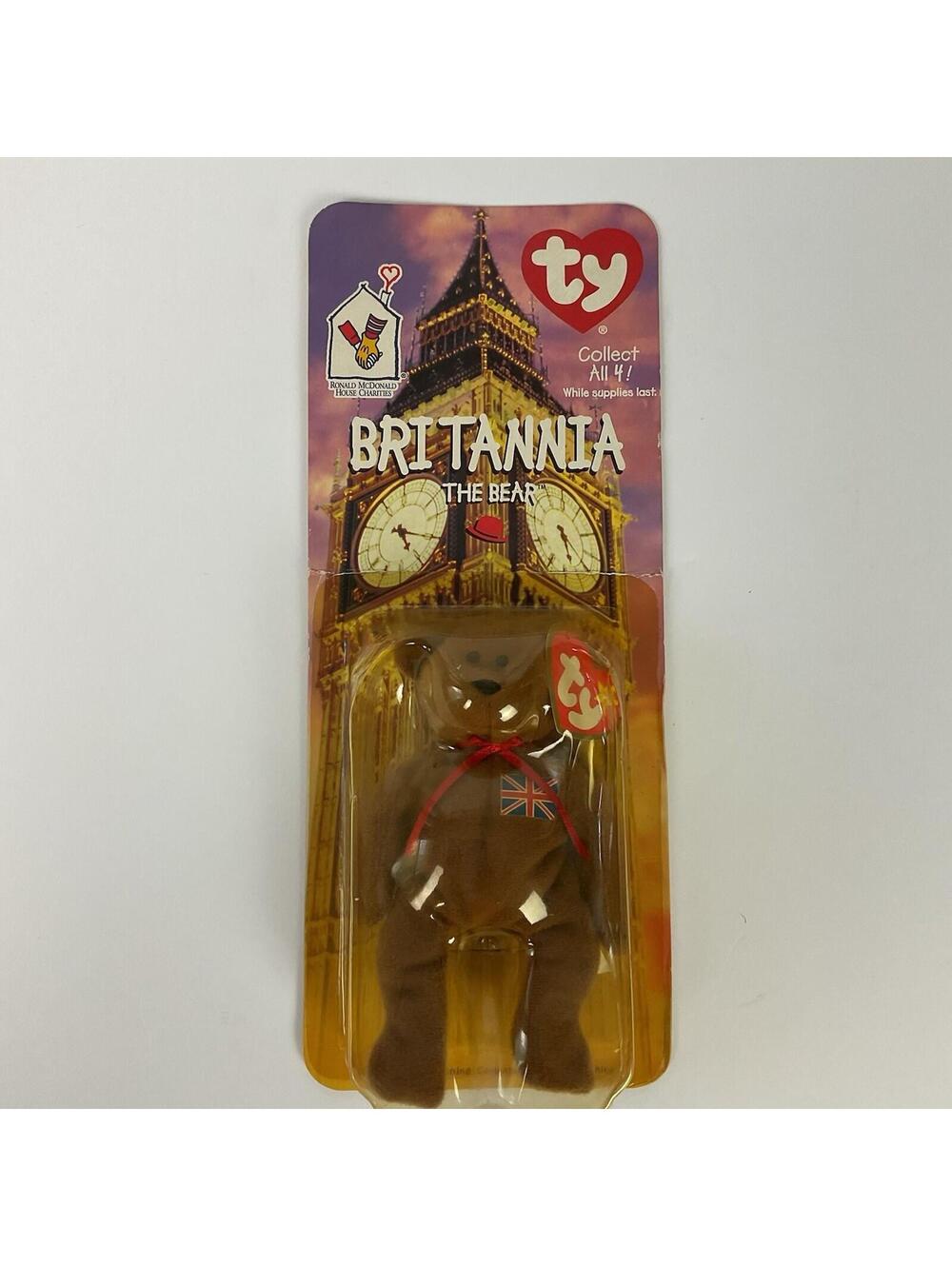 TY Britannia the Bear 1999 McDonald’s Teenie Beanie Baby Retired UK Flag